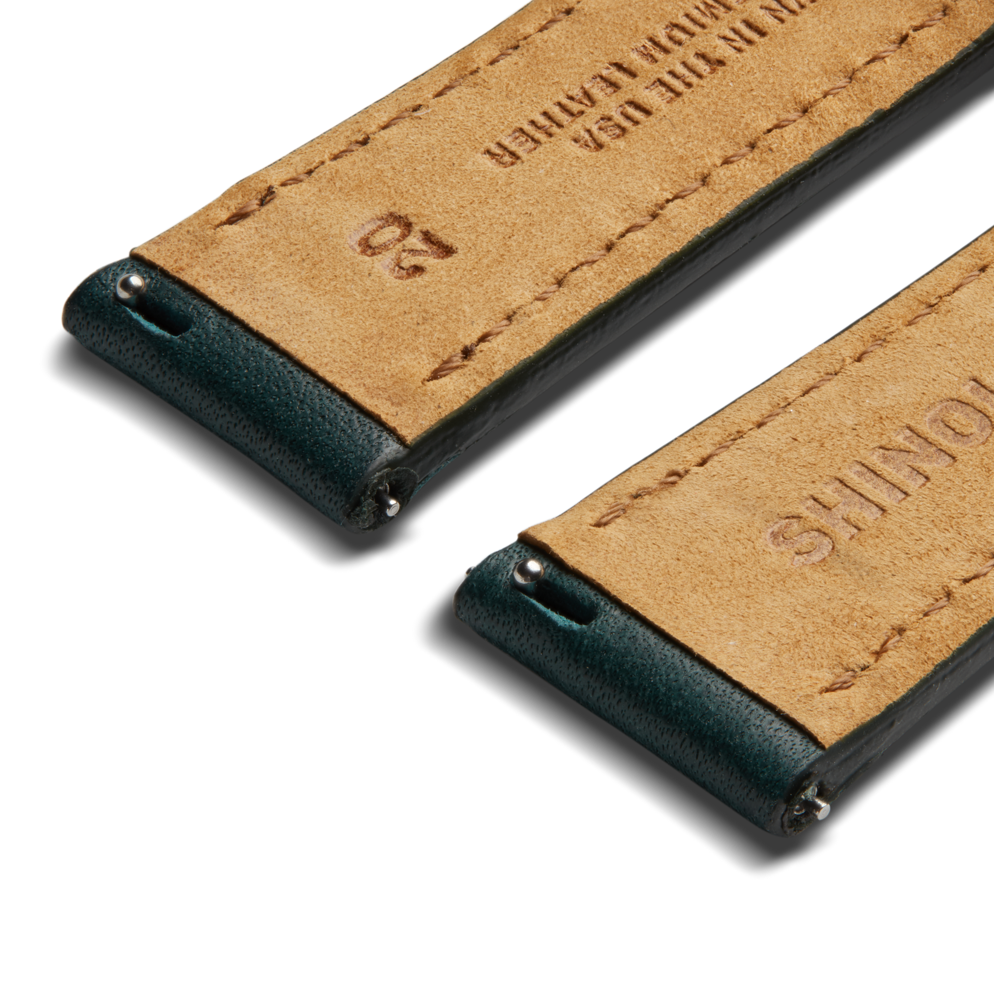 20mm Green Leather Watch Strap - Green