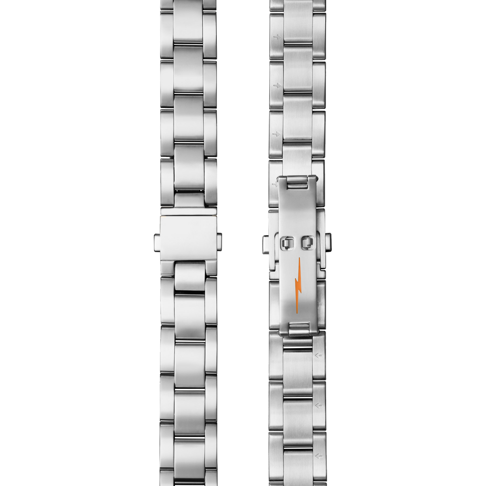 Bracelet: 18/13, Universal 3Link, Fold Over, PoSS - Brushed Stainless Steel / Polished Stainless Steel