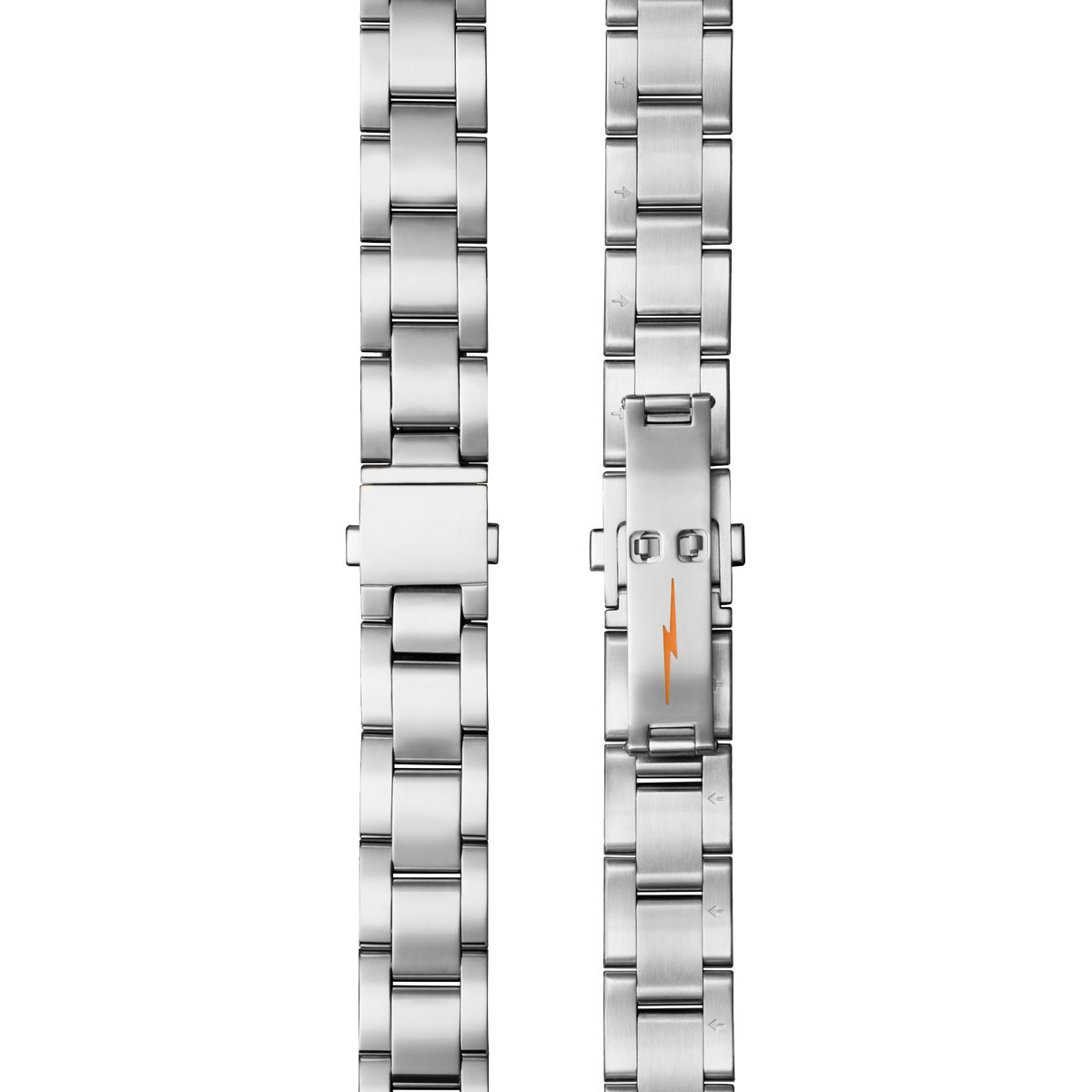 Bracelet: 18/13, Universal 3Link, Fold Over, PoSS - Brushed Stainless Steel / Polished Stainless Steel