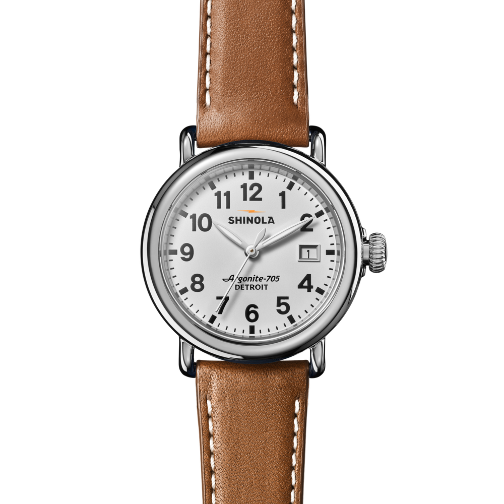 Runwell Watch - White Tan Leather Strap