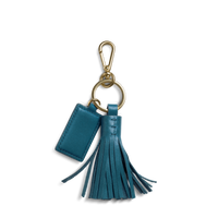 Leather Tassel Keychain - Emerald