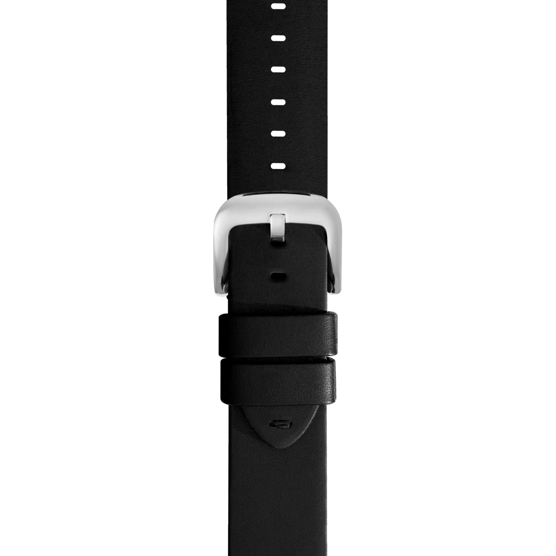 24mm Black Leather Watch Strap  - Black