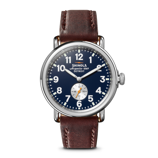 Watch: Runwell Sub Second 41mm, Cattail Leather Strap - Midnight Blue