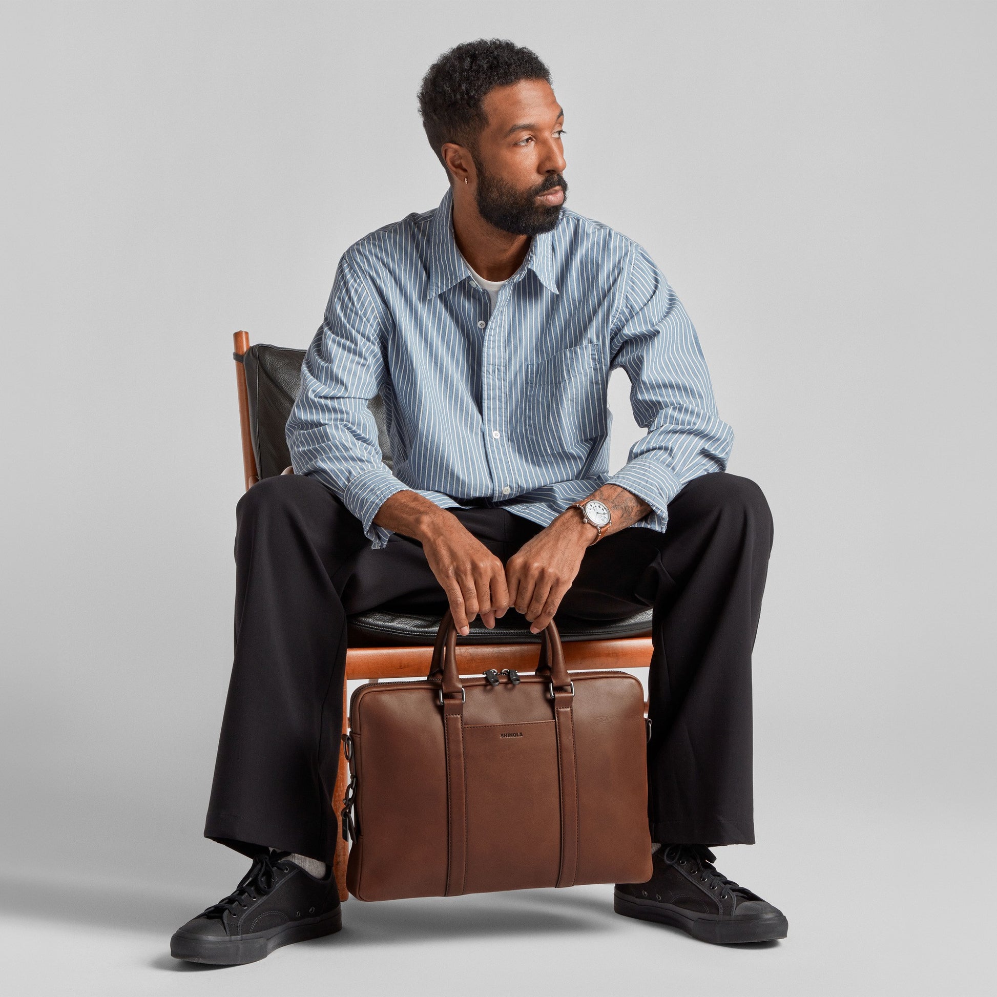 Computer Briefcase - Medium Brown