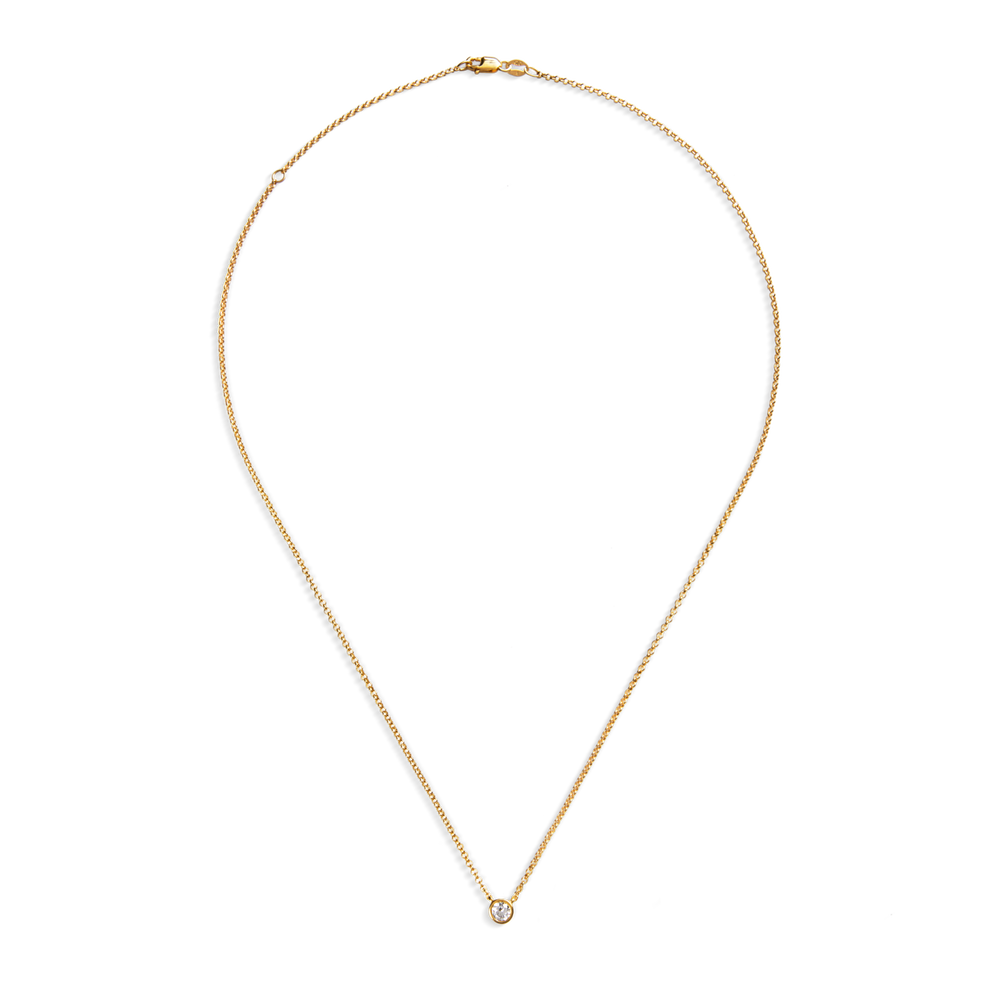 1/4 Carat Round Diamond Necklace - Yellow Gold