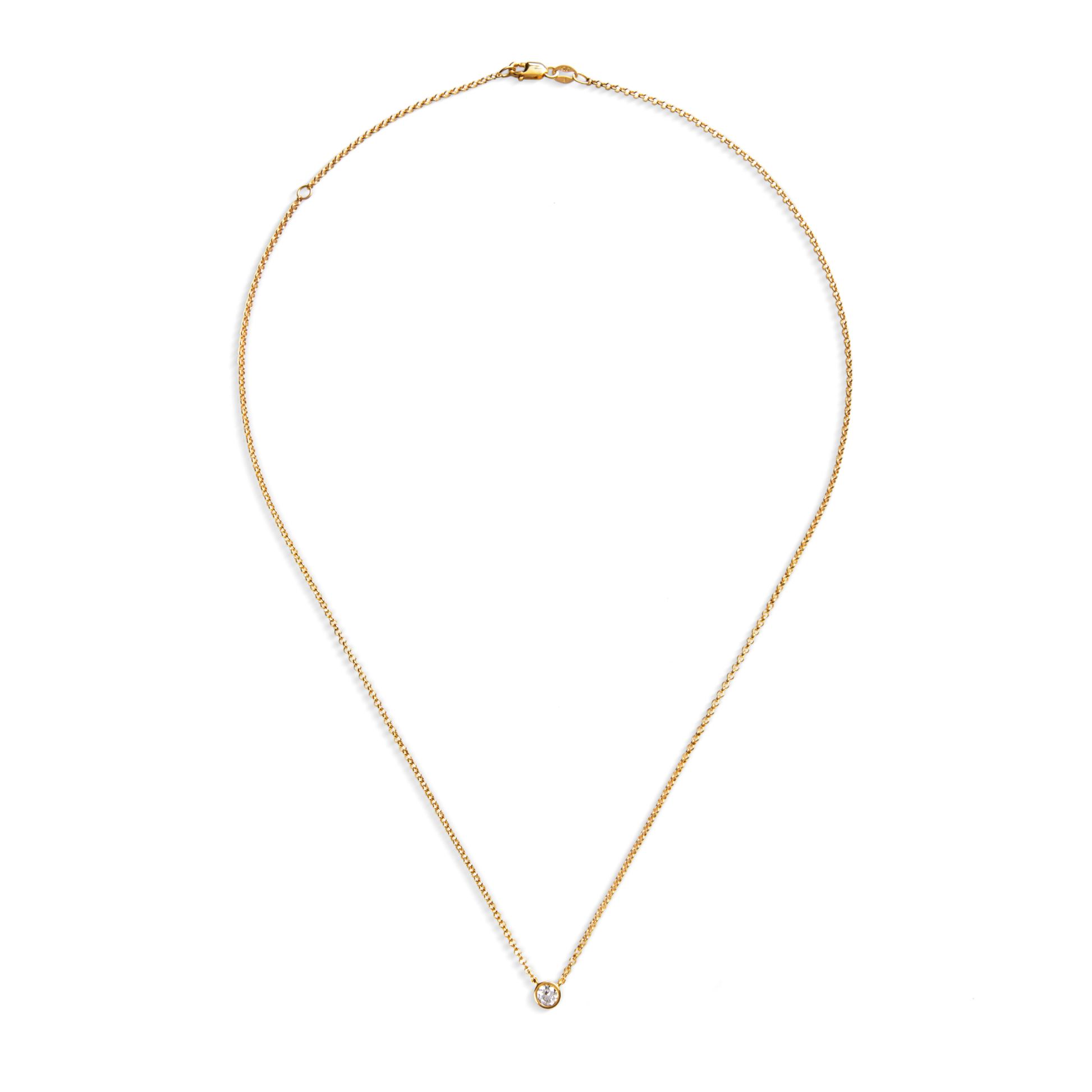 1/4 Carat Round Diamond Necklace - Yellow Gold
