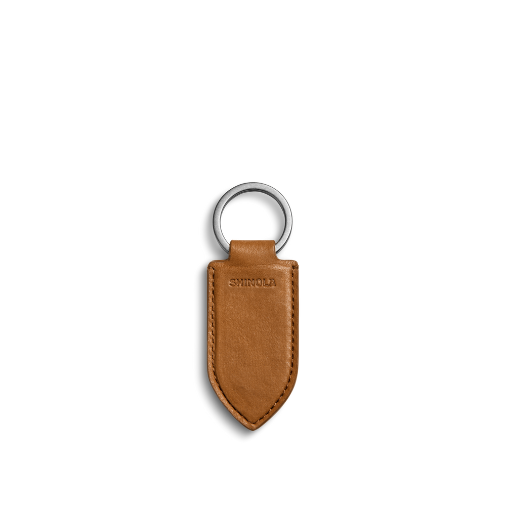 Leather Monogram Key Fob - Tan