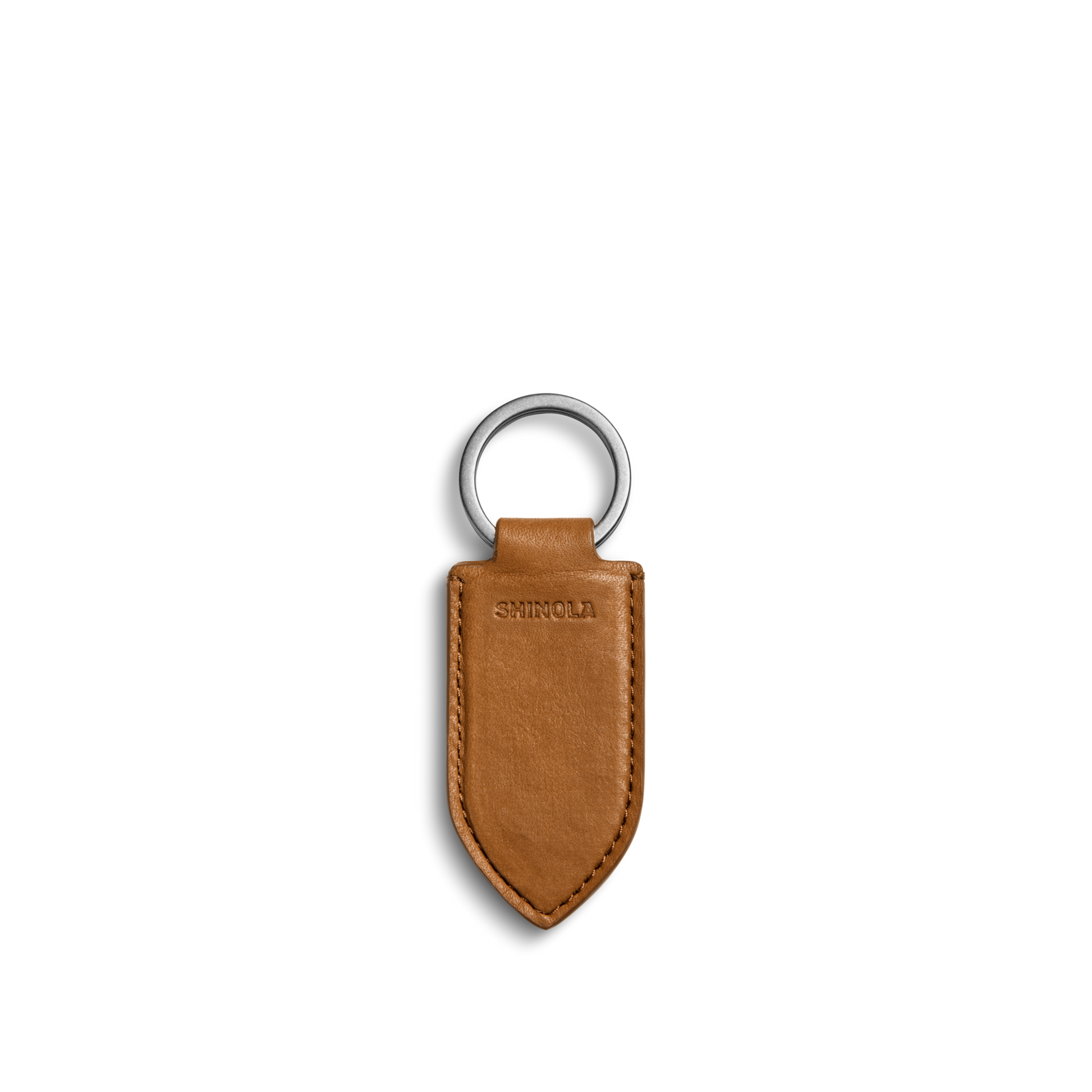 Leather Monogram Key Fob - Tan