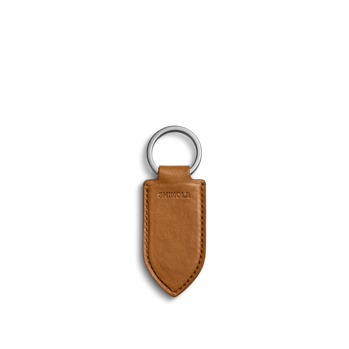 Leather Monogram Key Fob - Tan