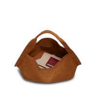 Derby Shoulder Bag - Tan Suede