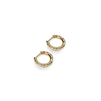 Diamond Petite Round Huggie Earrings - Yellow Gold