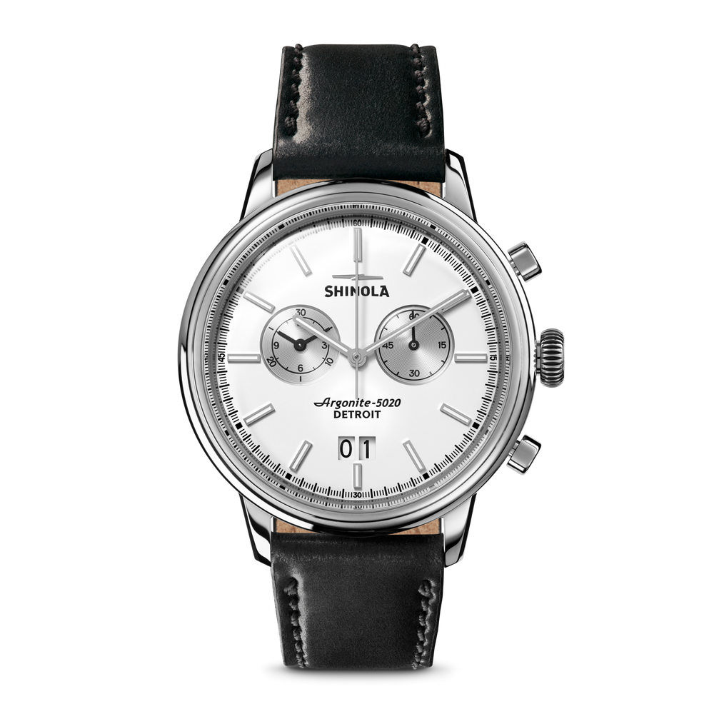 Bedrock Chronograph Watch - Black Leather Strap