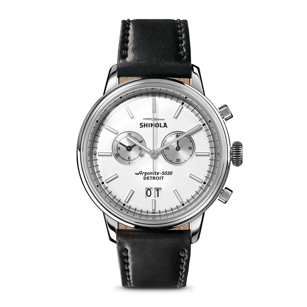 Bedrock Chronograph Watch - Black Leather Strap