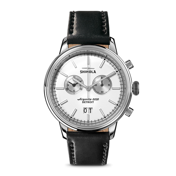 Bedrock Chronograph Watch - Black Leather Strap