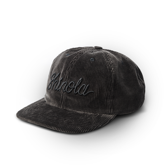 Corduroy Embroidered 6-Panel Hat - Black
