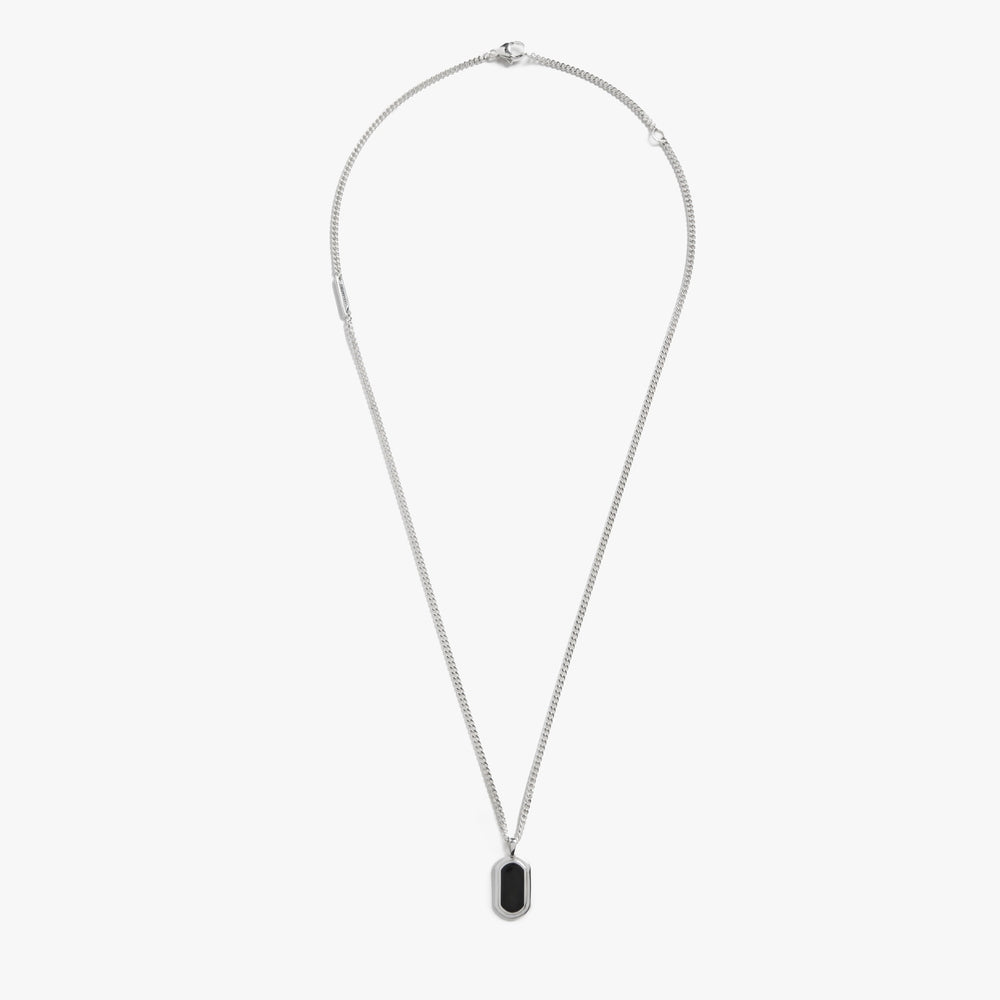 21mm Onyx Tag Necklace - Sterling Silver
