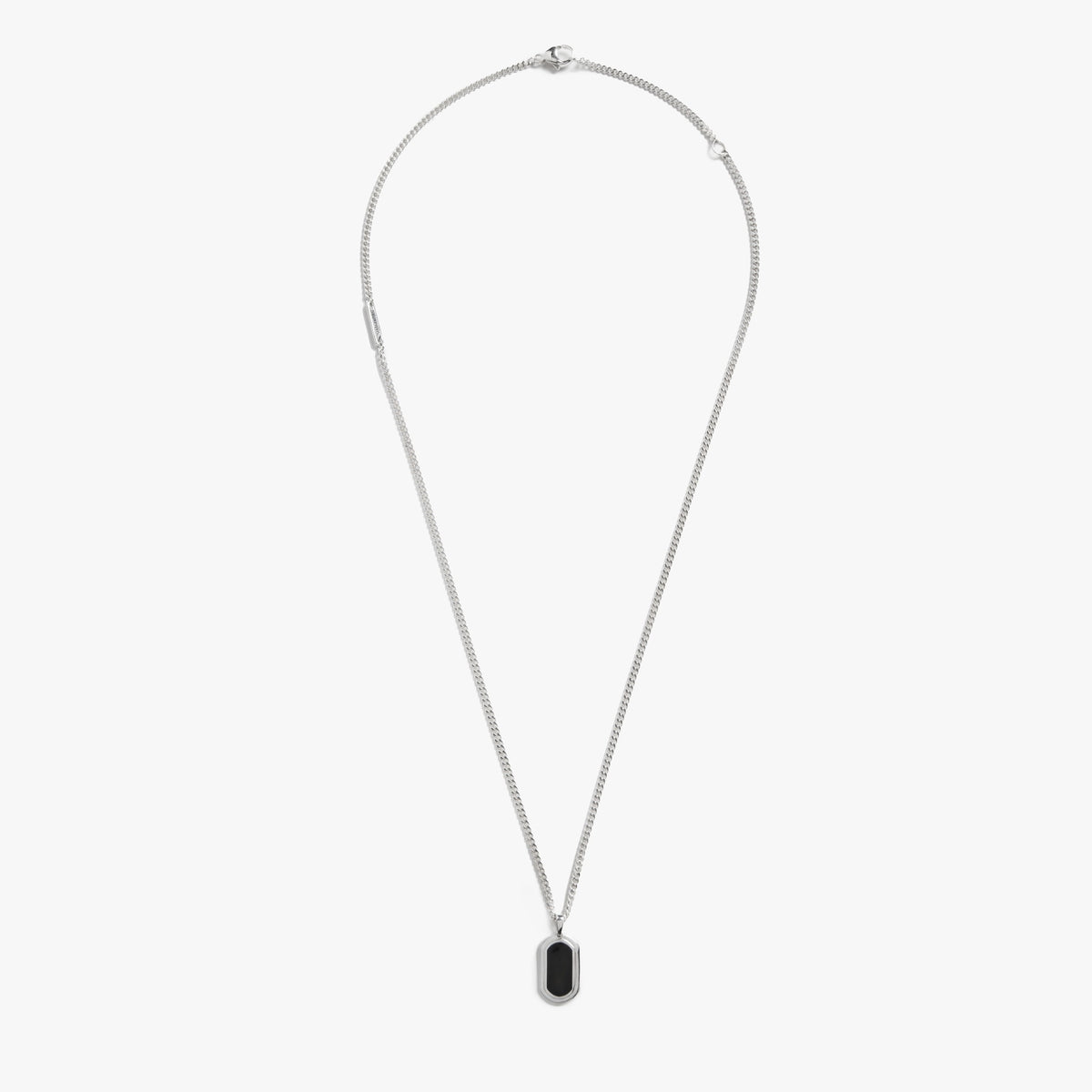 21mm Onyx Tag Necklace - Sterling Silver