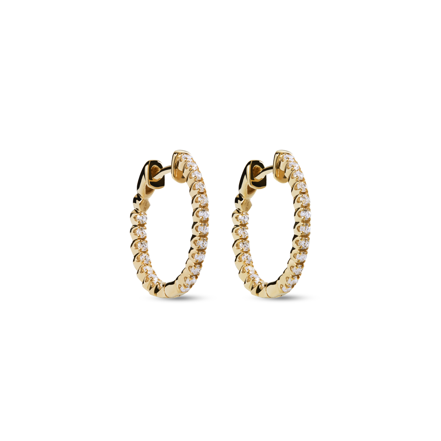 1/2 Carat Diamond Hoop Earrings - Yellow Gold