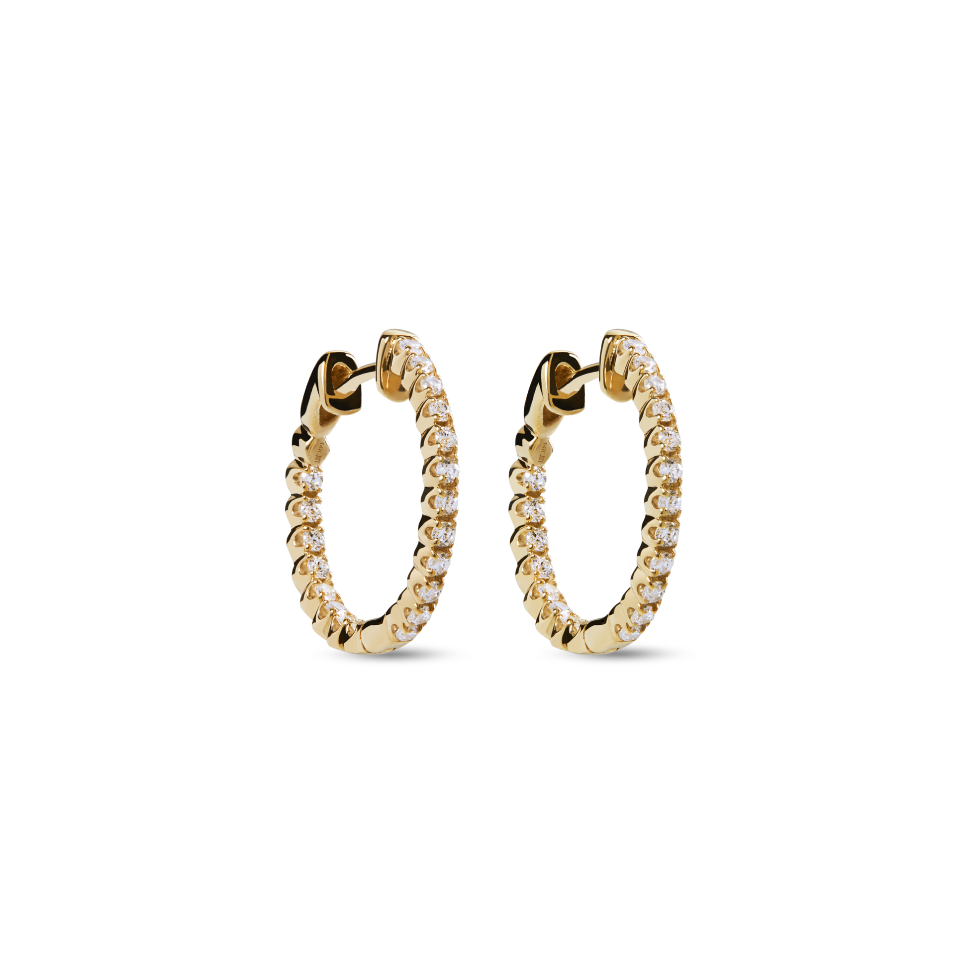 1/2 Carat Diamond Hoop Earrings - Yellow Gold