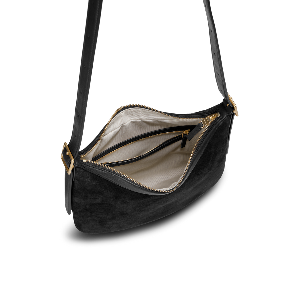 Medium Bixby Crossbody - Black Suede