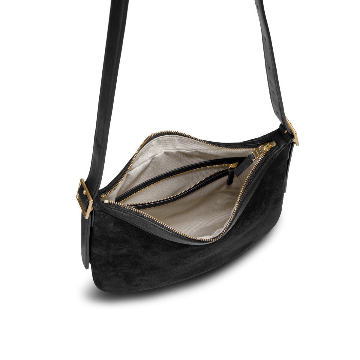 Medium Bixby Crossbody - Black Suede