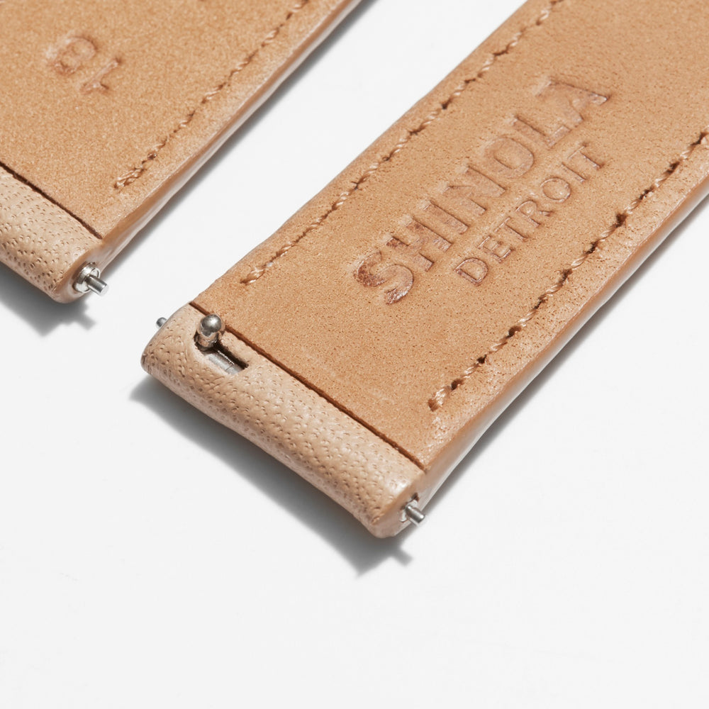 18mm Natural Leather Watch Strap - Natural