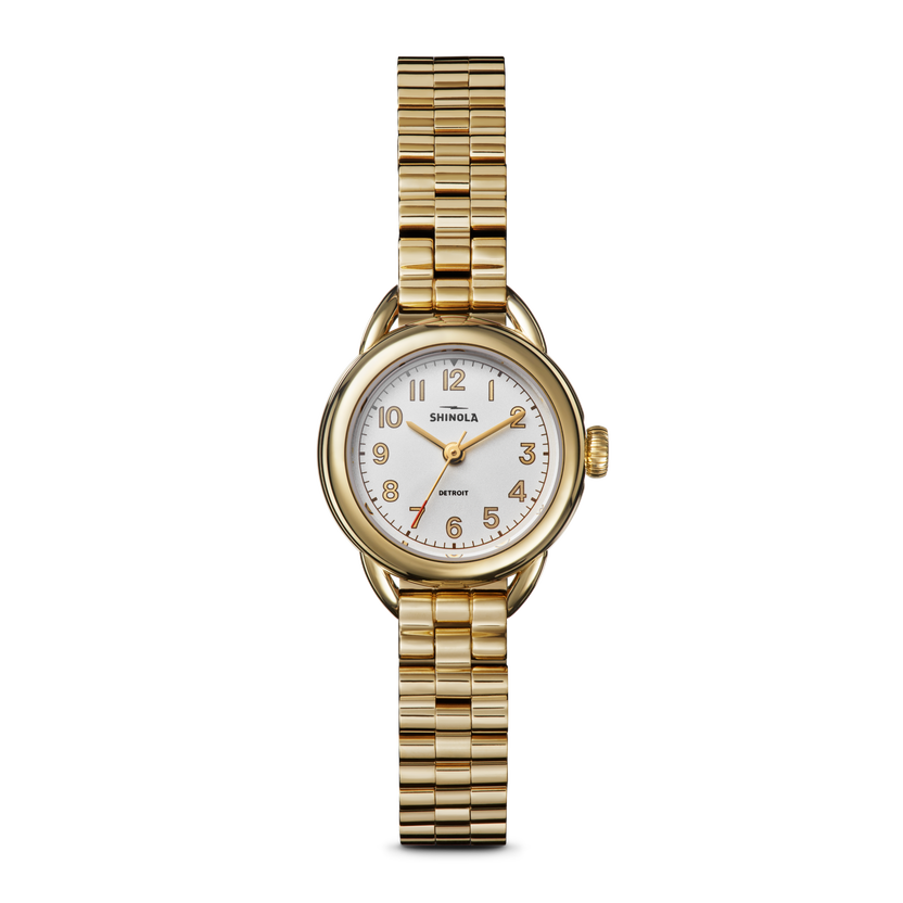 Shinola Runabout 25 Cream with gold-PVD steel bracelet