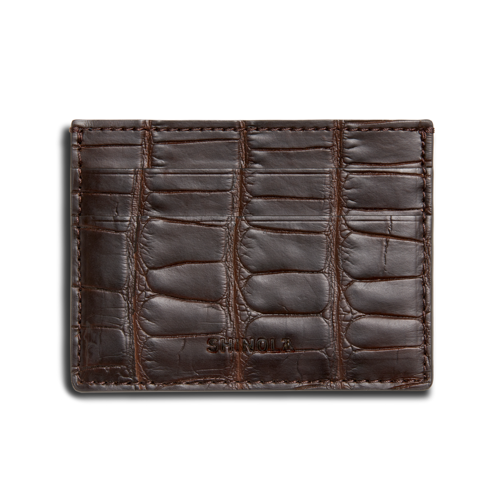 5 Pocket Card Case - Dark Brown Alligator
