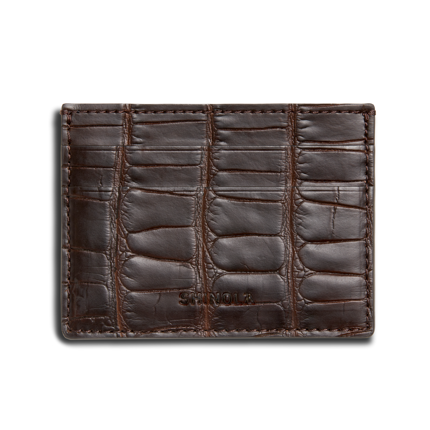 5 Pocket Card Case - Dark Brown Alligator