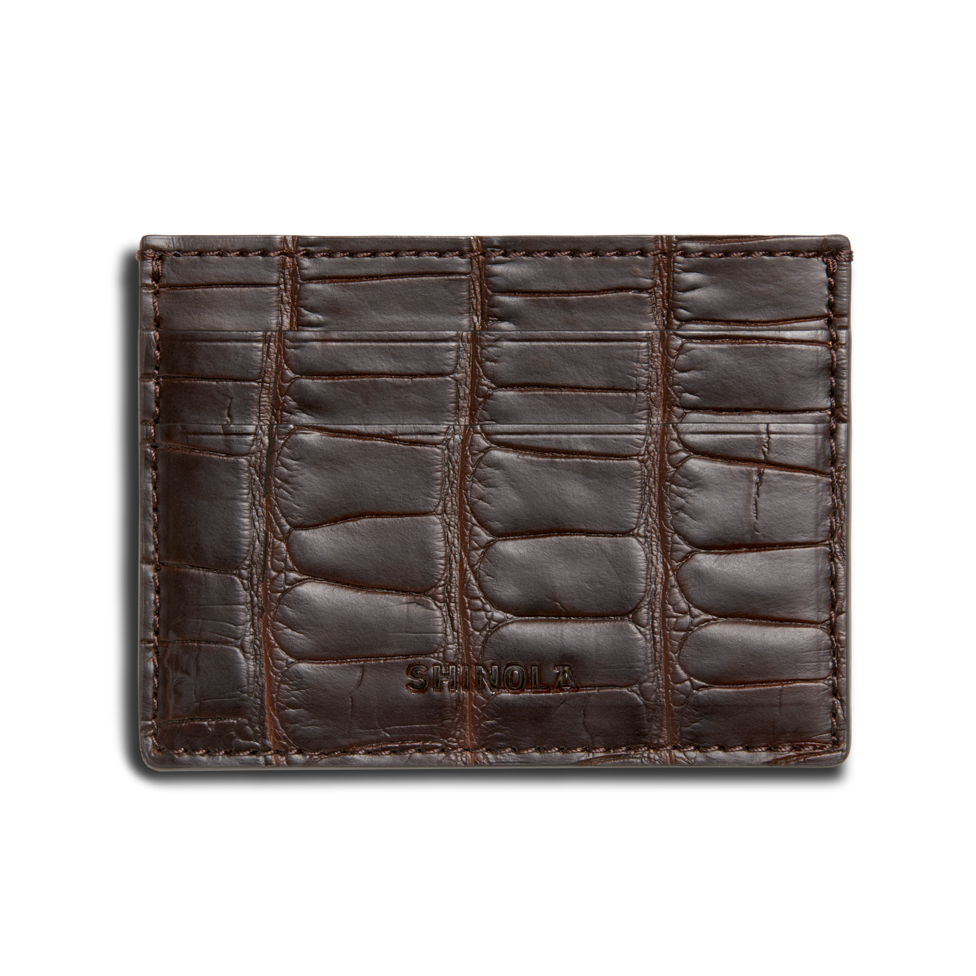 5 Pocket Card Case - Dark Brown Alligator