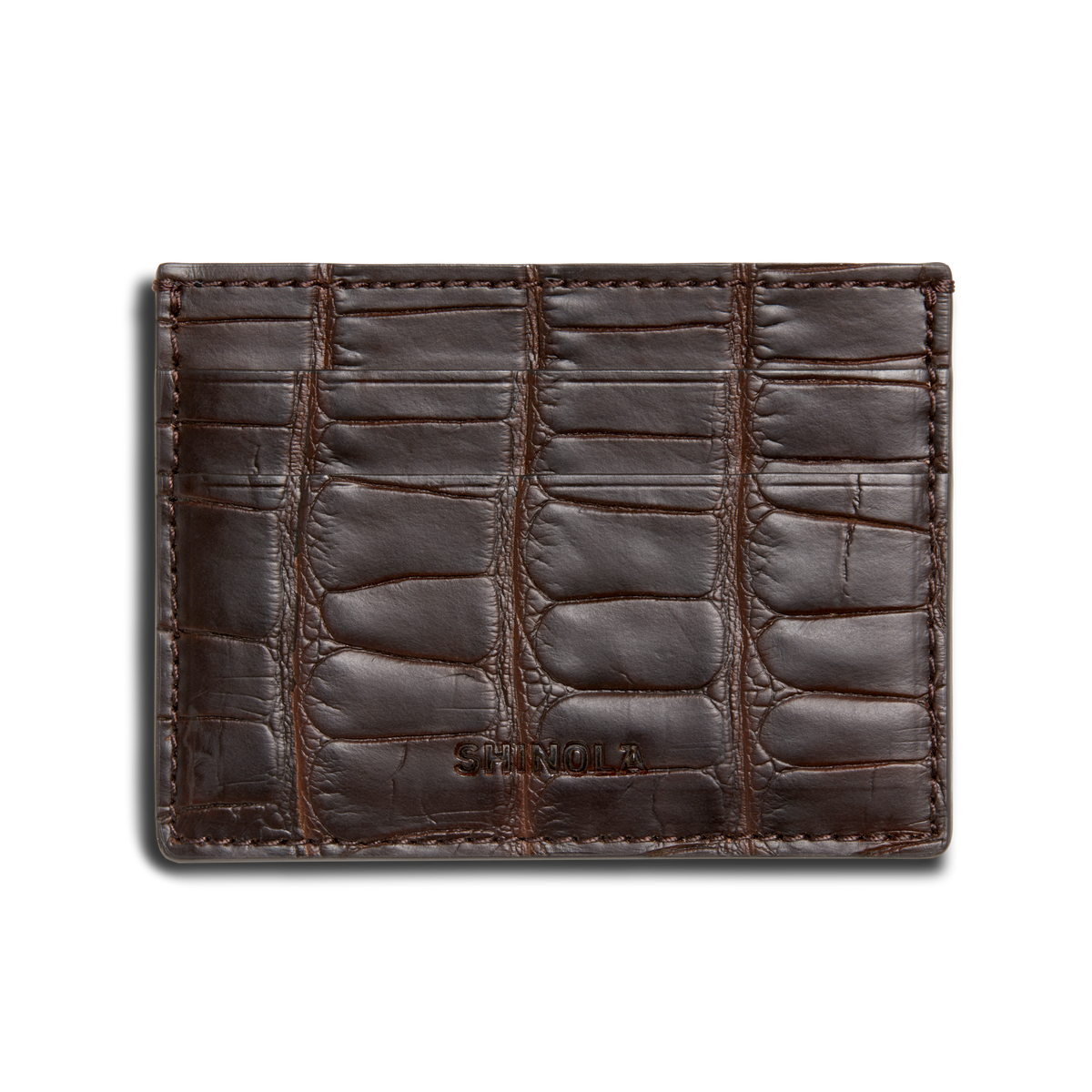 5 Pocket Card Case - Dark Brown Alligator