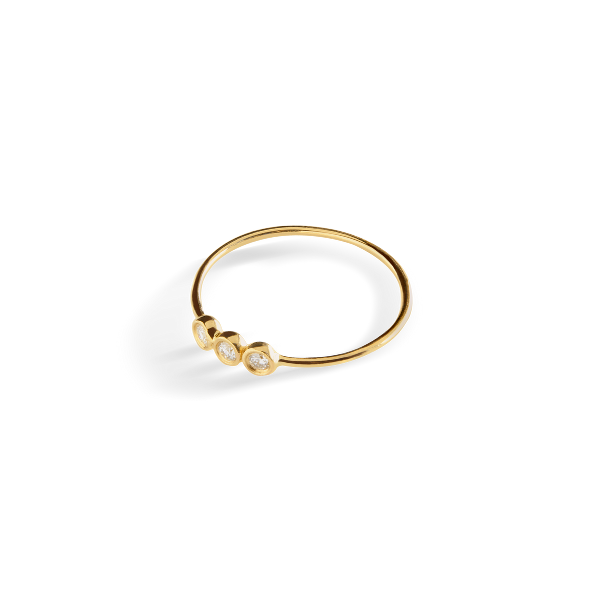 Diamond 3 Stone Ring - Yellow Gold