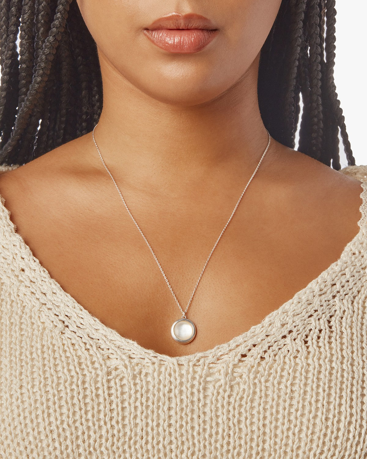 Heirloom Mother of Pearl Pendant Necklace - Sterling Silver