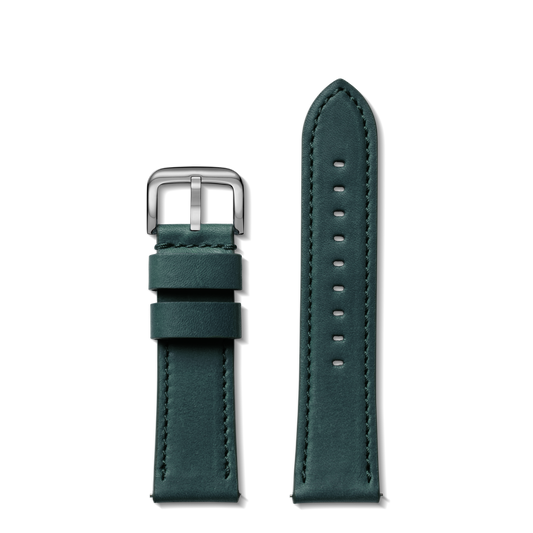 24mm Green Leather Watch Strap - Green