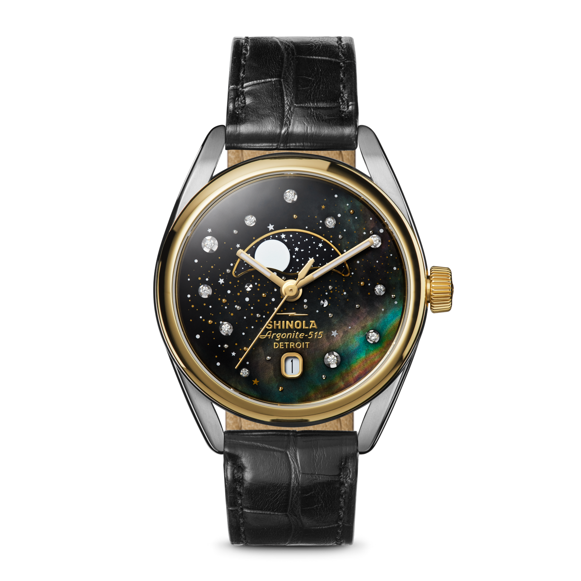 Celestial Derby Watch - Black Mother of Pearl Diamond