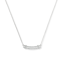 Diamond Pave Rivet Double Row Necklace - White Gold