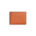 The Shinola Canfield ID Bifold in Rust, featuring a brown pebbled leather texture, is shown closed against a plain white background.