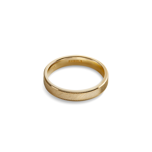 4mm Diagonal Textured Yellow Gold Band