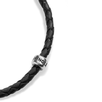 Single Wrap Woven Leather Bracelet - Black