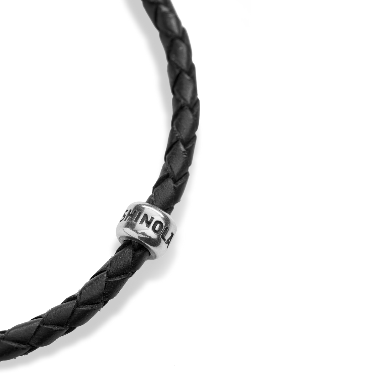 Single Wrap Woven Leather Bracelet - Black