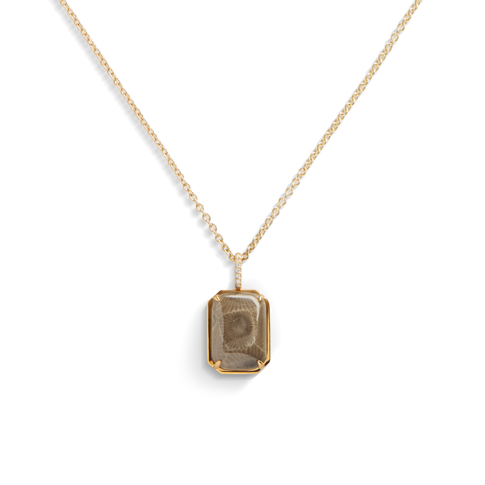 Petoskey Pendant Necklace with Pavé Diamond Bail