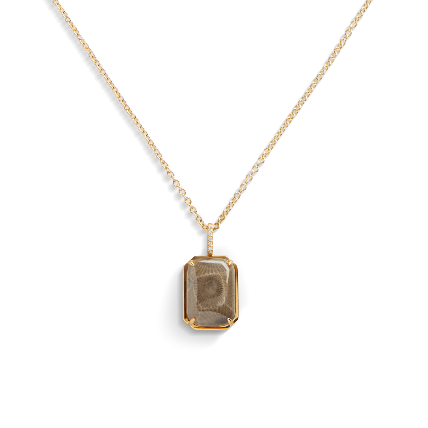 Petoskey Pendant Necklace with Pavé Diamond Bail