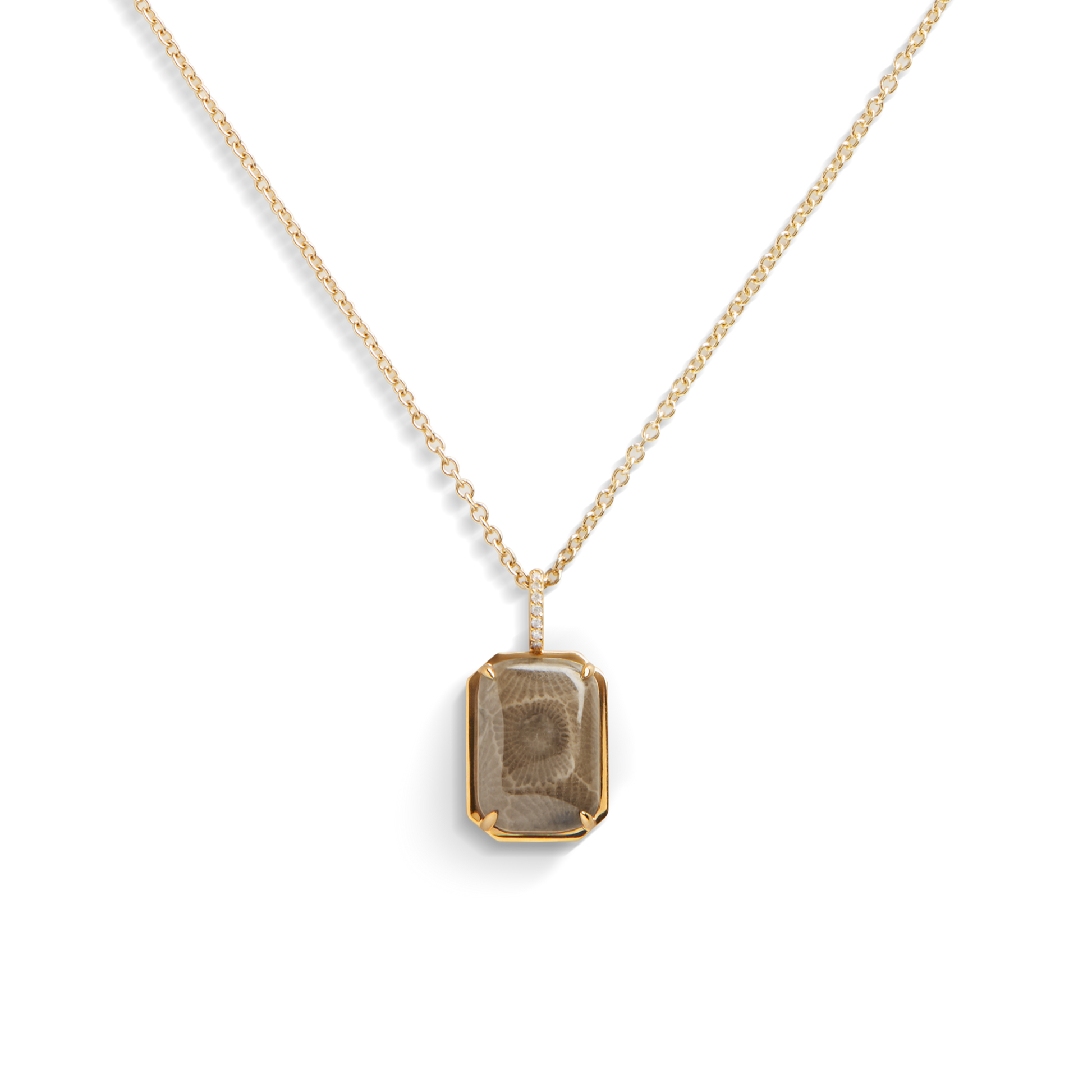Petoskey Pendant Necklace with Pavé Diamond Bail