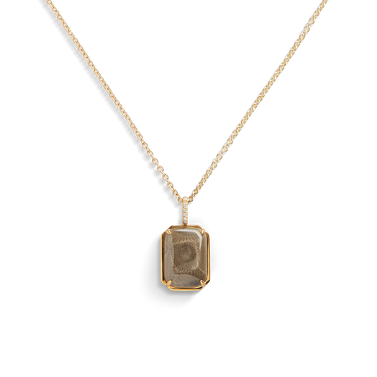 Petoskey Pendant Necklace with Pavé Diamond Bail