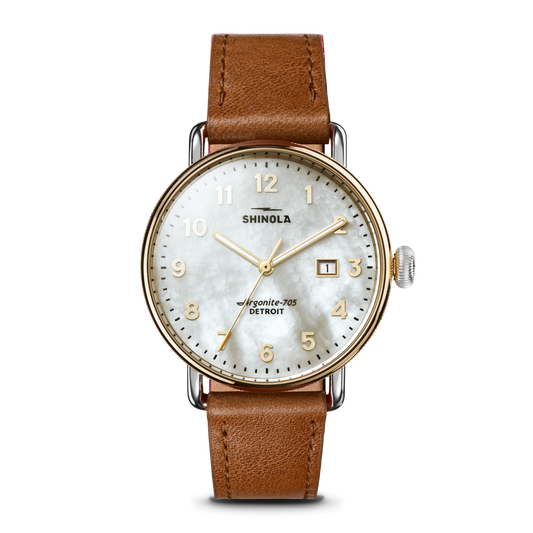 Canfield Watch 38mm -  MOP Tan Leather Strap