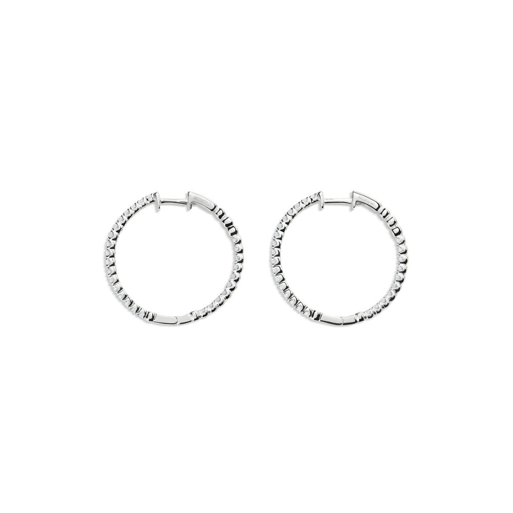 1 Carat Diamond Hoop Earrings - White Gold