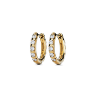 Diamond Petite Round Huggie Earrings - Yellow Gold