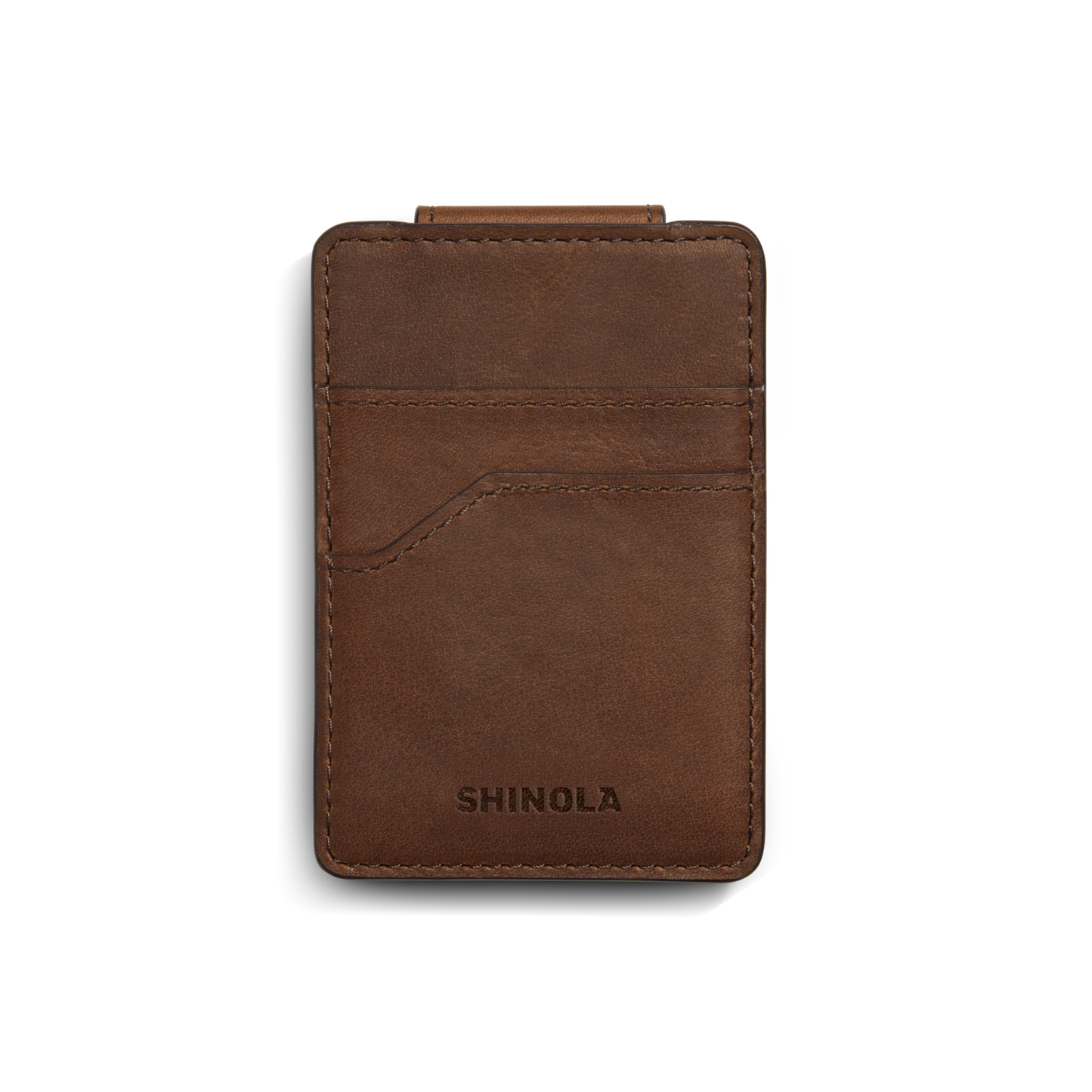 Magnetic Money Clip Card Holder - Medium Brown