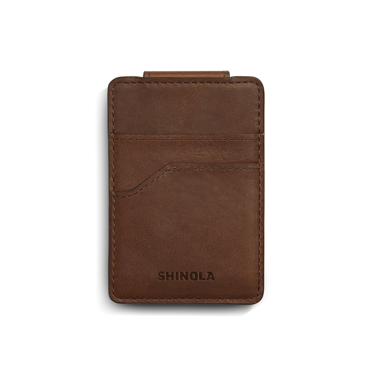 Magnetic Money Clip Card Holder - Medium Brown