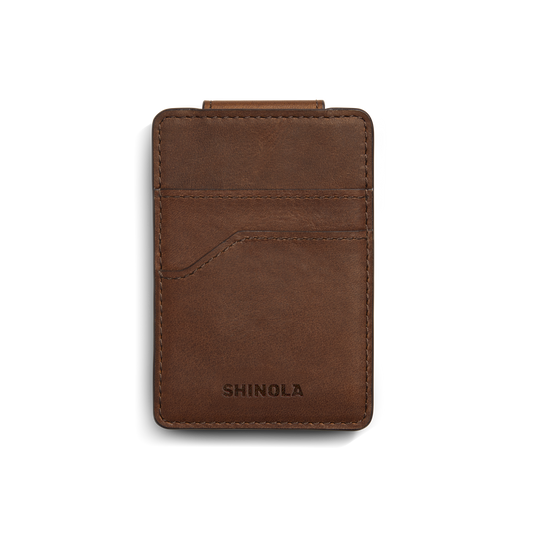 Magnetic Money Clip Card Holder - Medium Brown